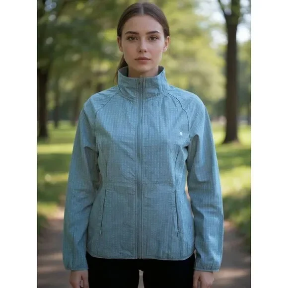 Small #Hurley Light Blue Windbreaker Jacket EUC Casual Outdoors Athletic #windbr - Picture 1 of 7
